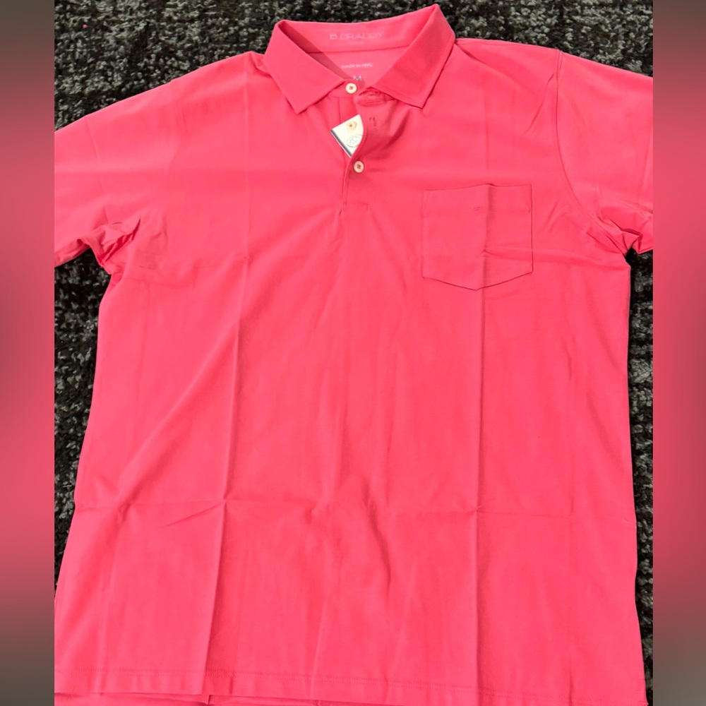 NWT B Draddy Greg Polo Golf Shirt Size M Pink Soft Pima Cotton